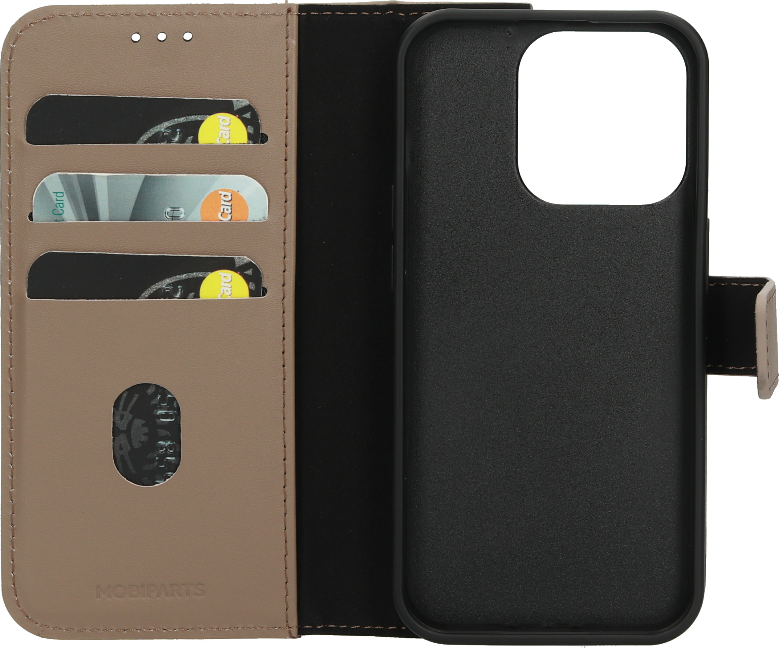 Mobiparts Leather 2 in1 Wallet Case iPhone 15 Pro Taupe