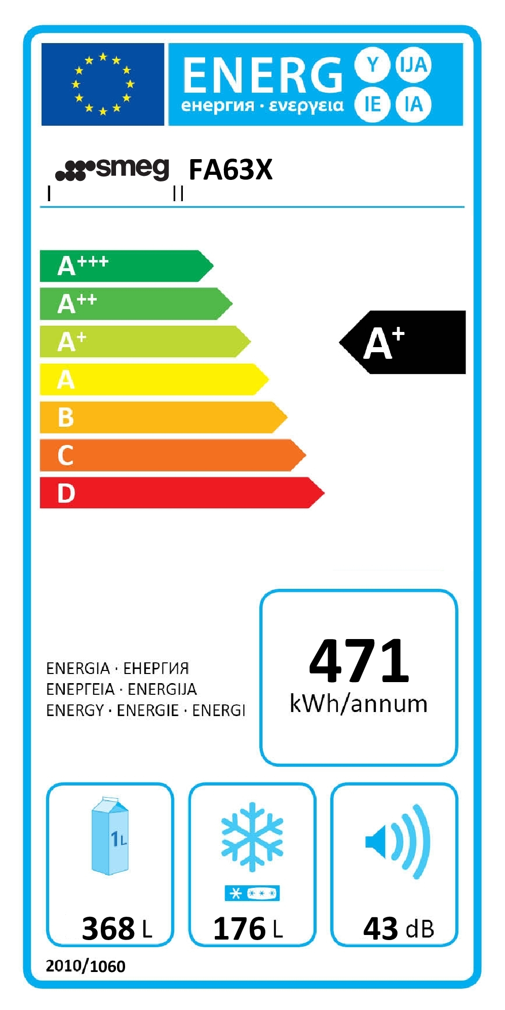 Smeg FA63X frigo américain Pose libre 544 L A Acier inoxydable