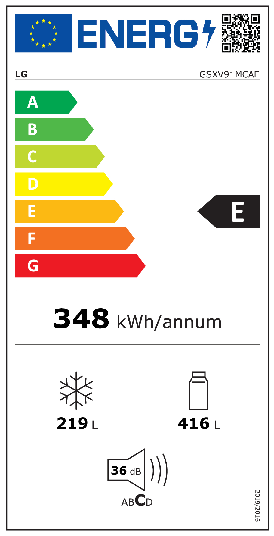 LG InstaView GSXV91MCAE amerikaanse koelkast Vrijstaand 635 l E Zwart