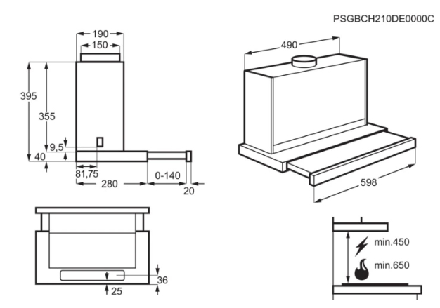 Dampkap BI Zanussi ZFP416X / C / 60cm