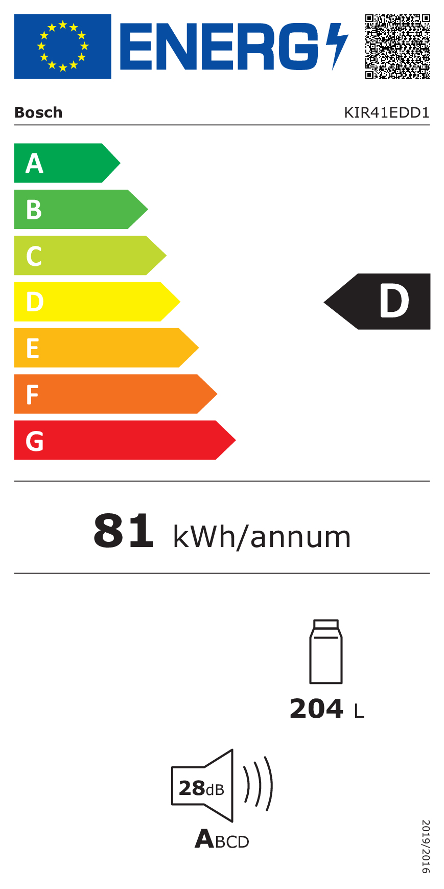 Bosch Réfrigérateur encastrable KIR41EDD1