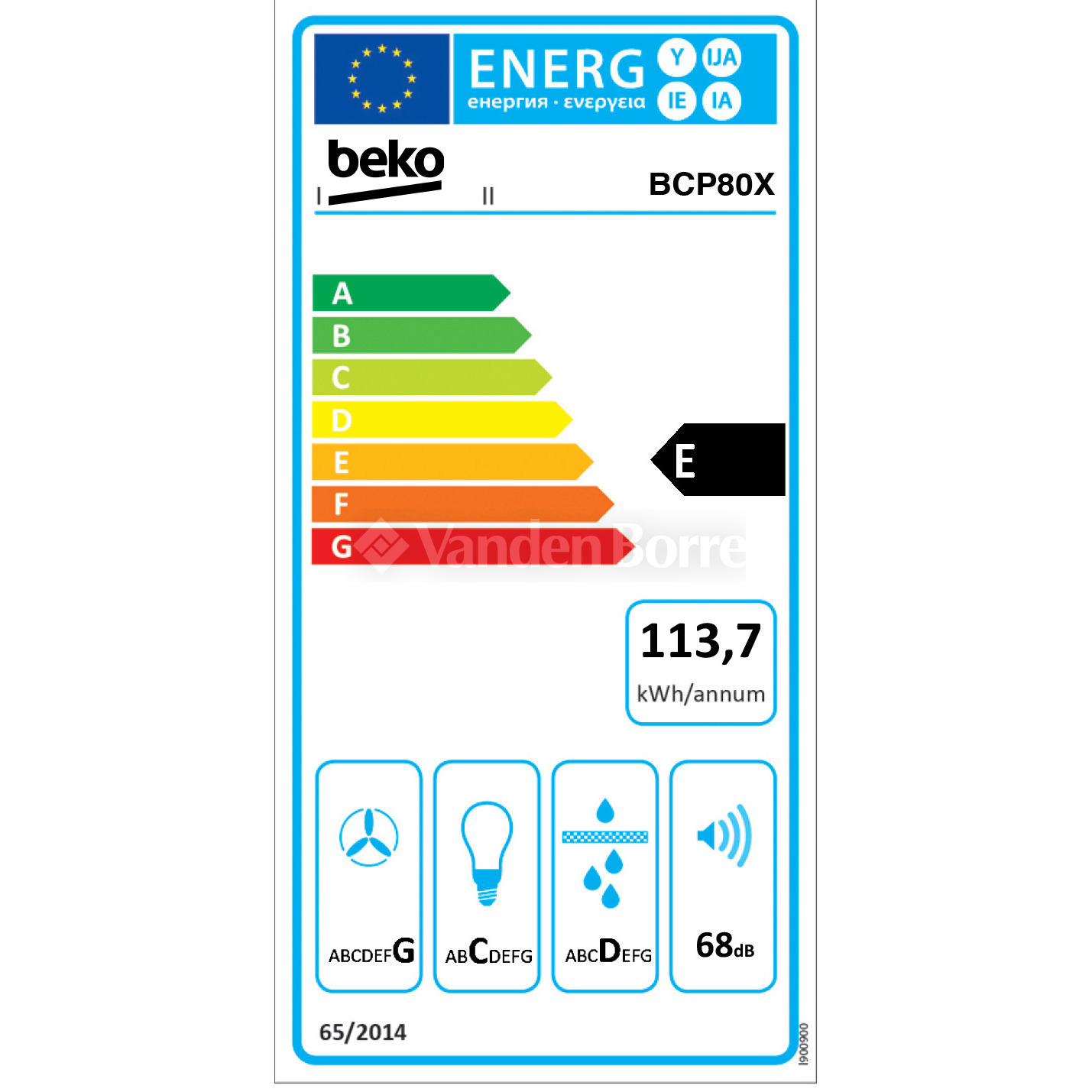 Beko BCP 80 X afzuigkap Inbouw Roestvrijstaal E