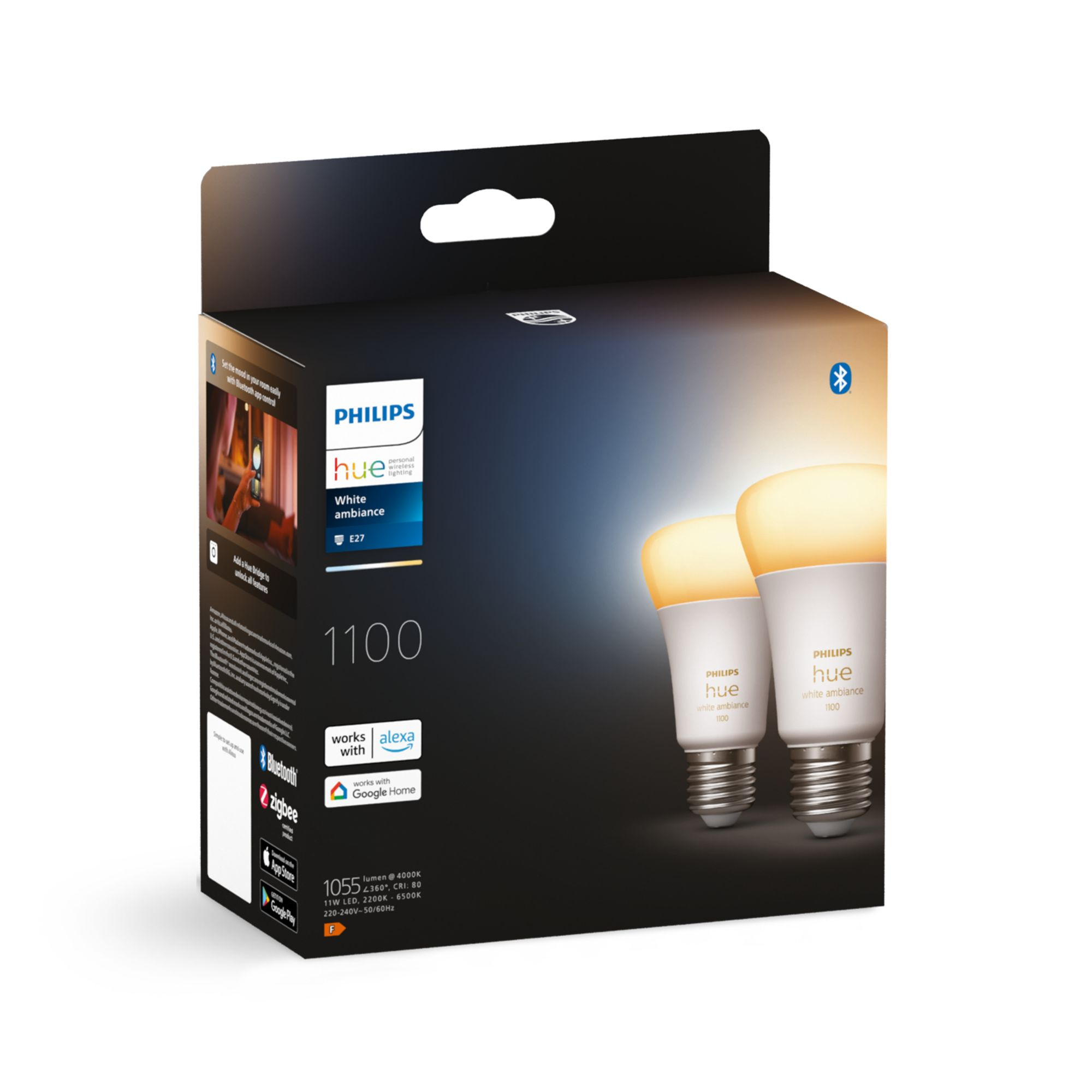 Lamp PHILIPS HUE White Ambiance E27 1100L 2-Pack