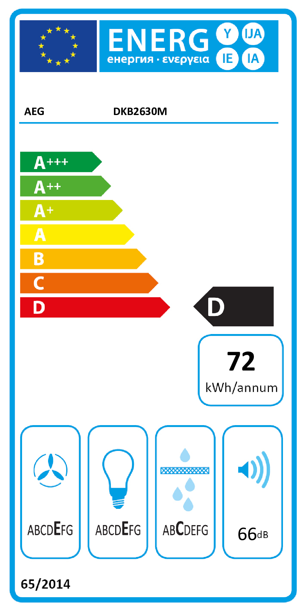 AEG DKB2630M Montée au mur Acier inoxydable 420 m³/h D