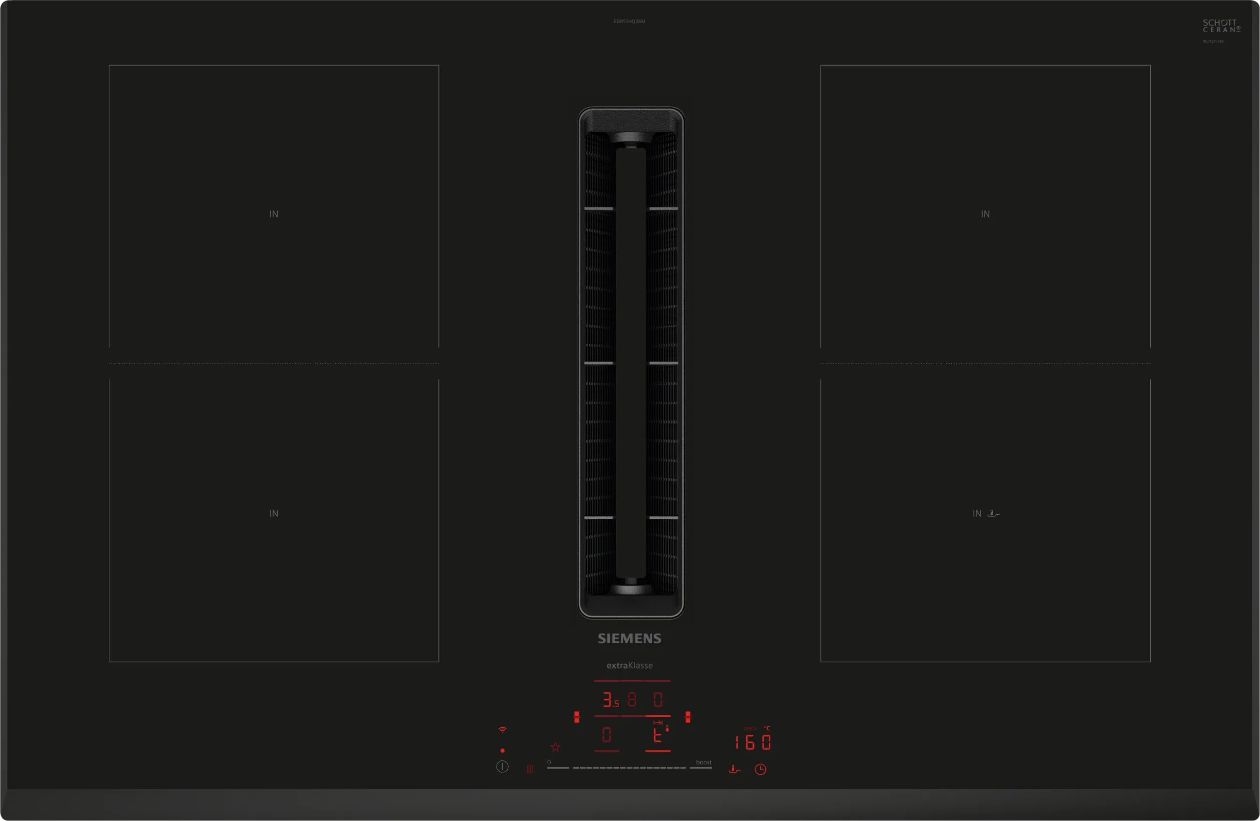 Siemens iQ500 ED851HQ26M kookplaat Zwart Ingebouwd 80 cm Inductiekookplaat zones 4 zone(s)
