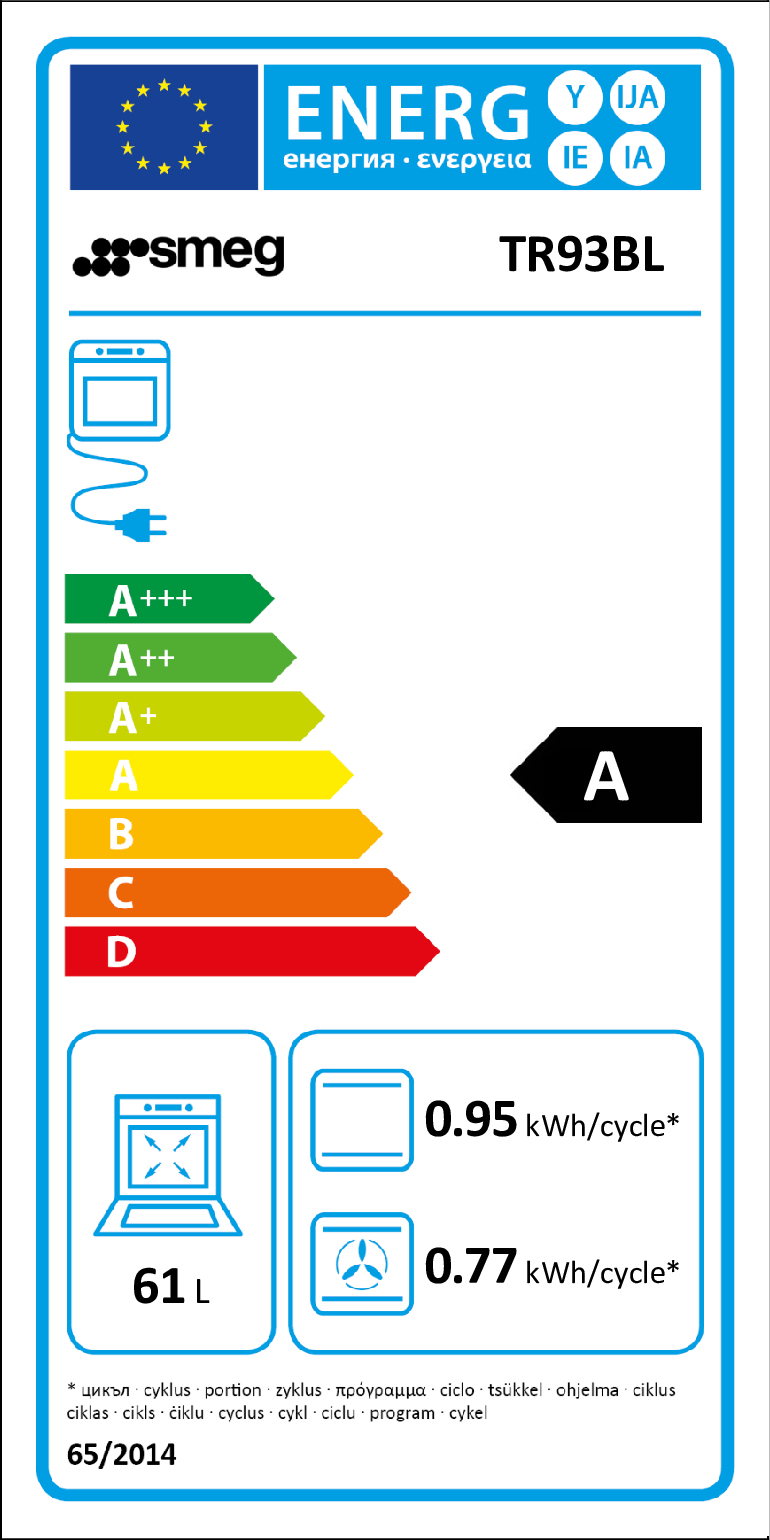 Smeg TR93BL fornuis Vrijstaand fornuis Electrisch Gaskookplaat Zwart A