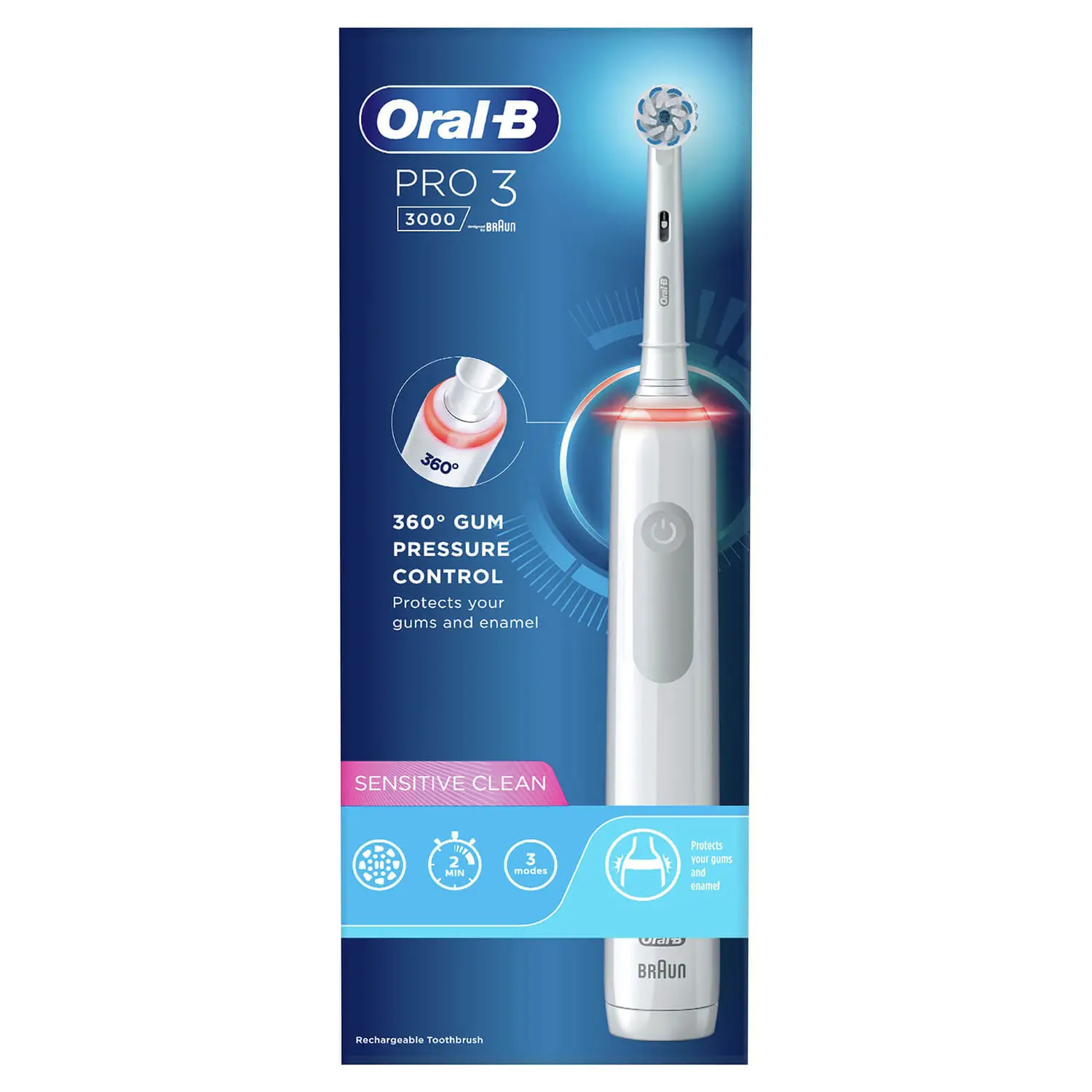 Elektrische tandenborstel ORAL-B Pro 3 - 3000 / Sensitive Clean / wit