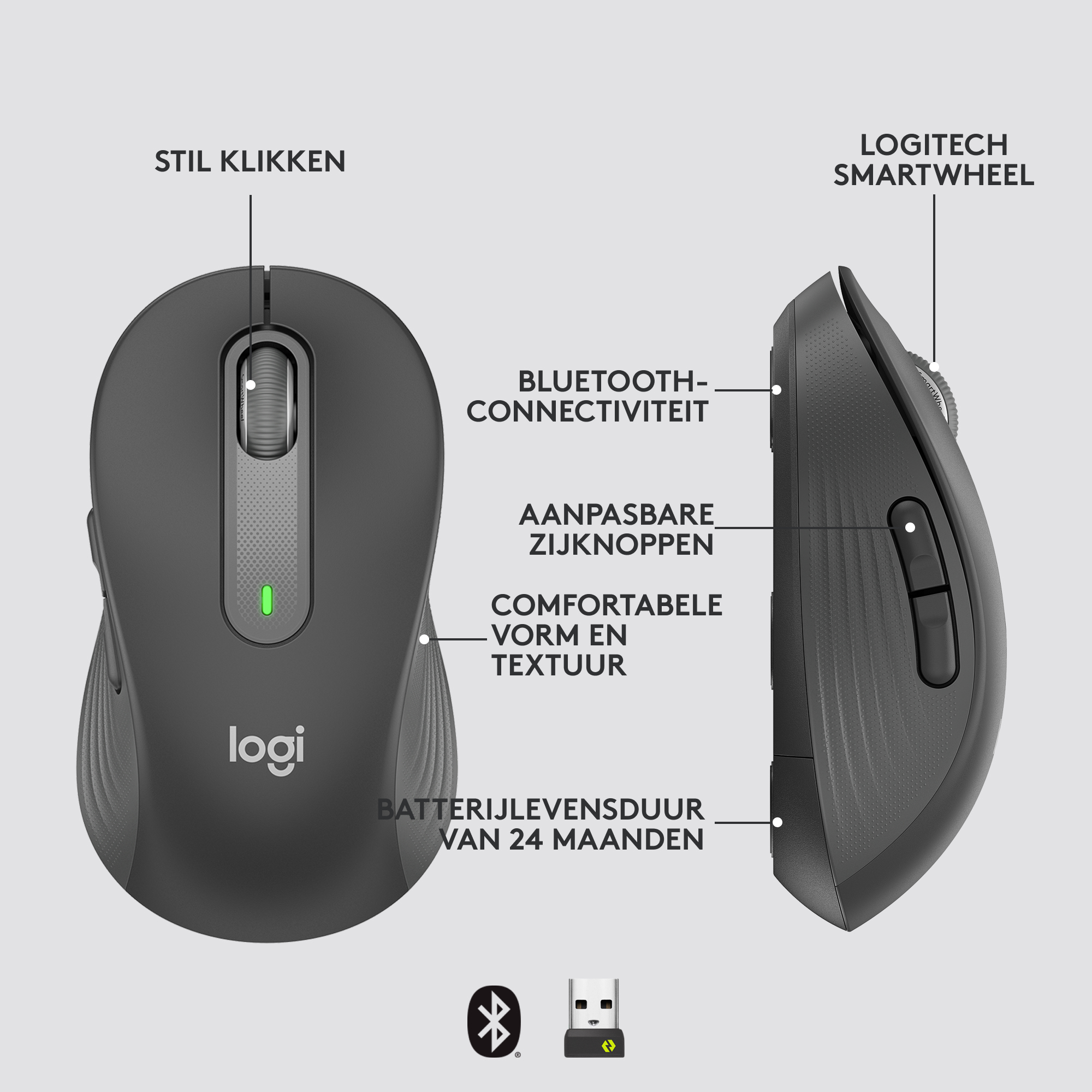 Logitech m650 l signature mouse graphite