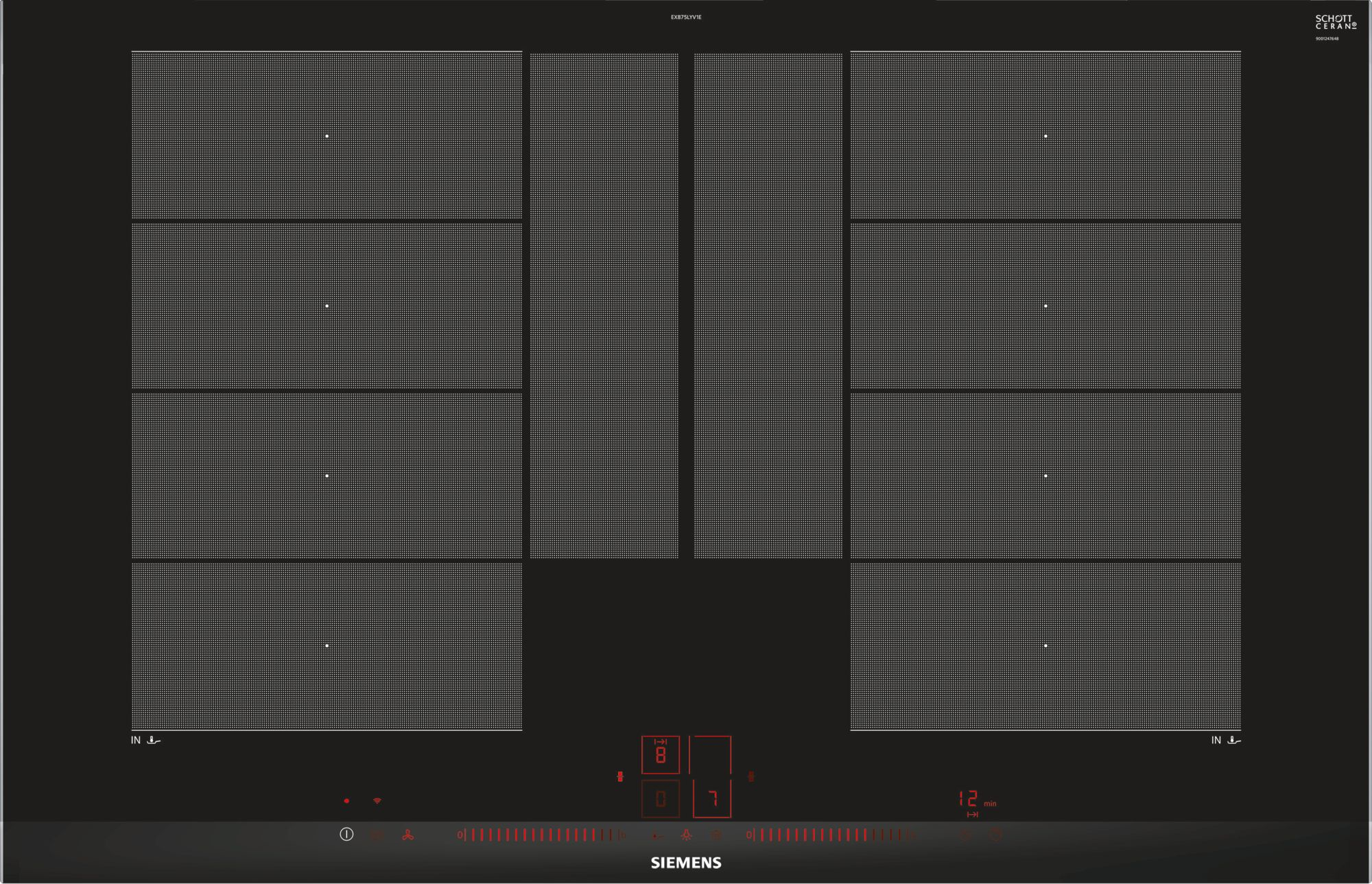 Siemens EX875LYV1E kookplaat Zwart Ingebouwd Inductiekookplaat zones 4 zone(s)