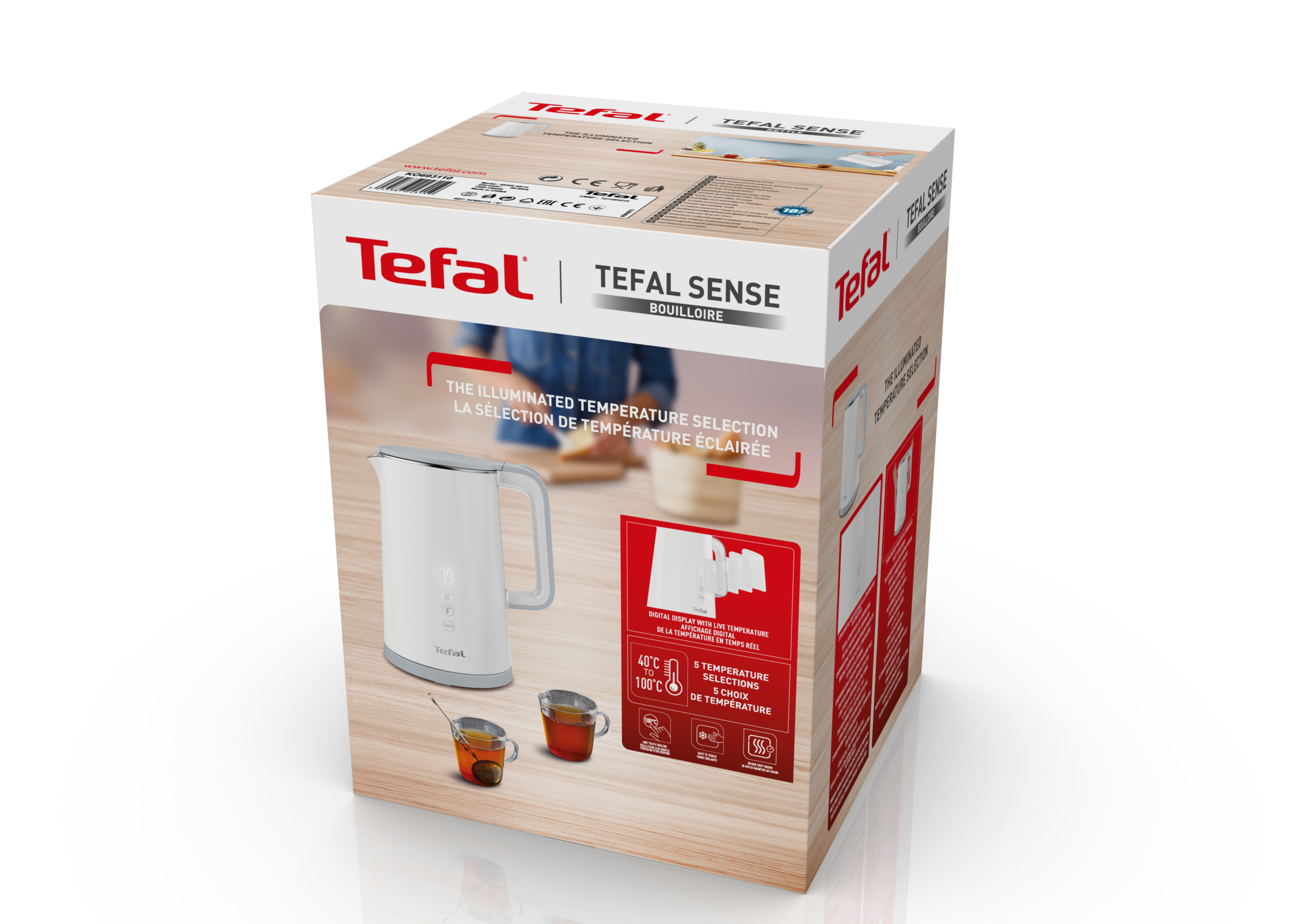 Waterkoker TEFAL KO693110 Smart & White Sense