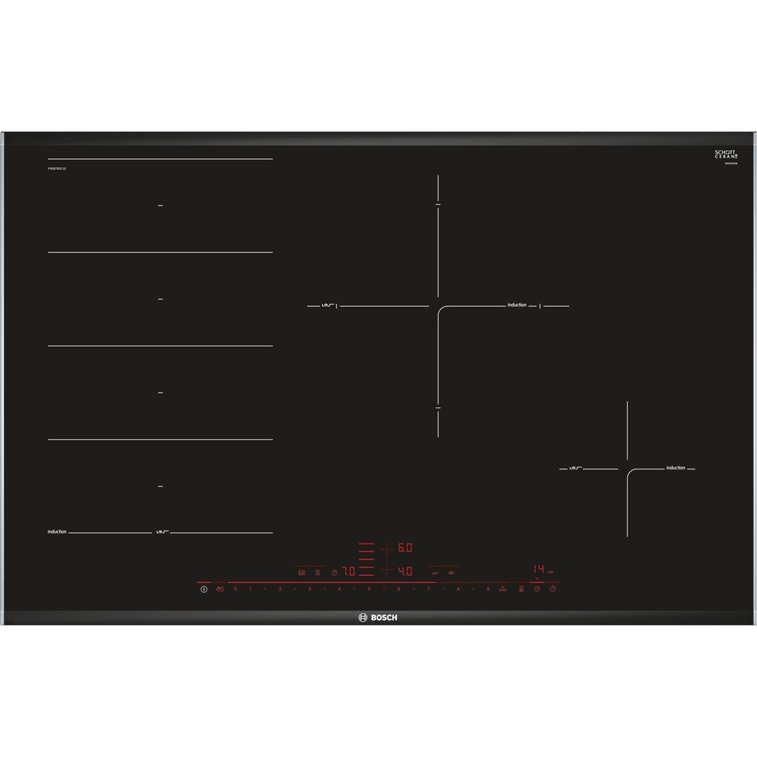 Bosch PXE875DC1E kookplaat Zwart Ingebouwd Inductiekookplaat zones 4 zone(s)