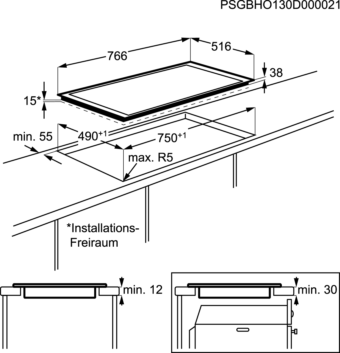 AEG HK854870XB Noir Intégré Céramique 4 zone(s)