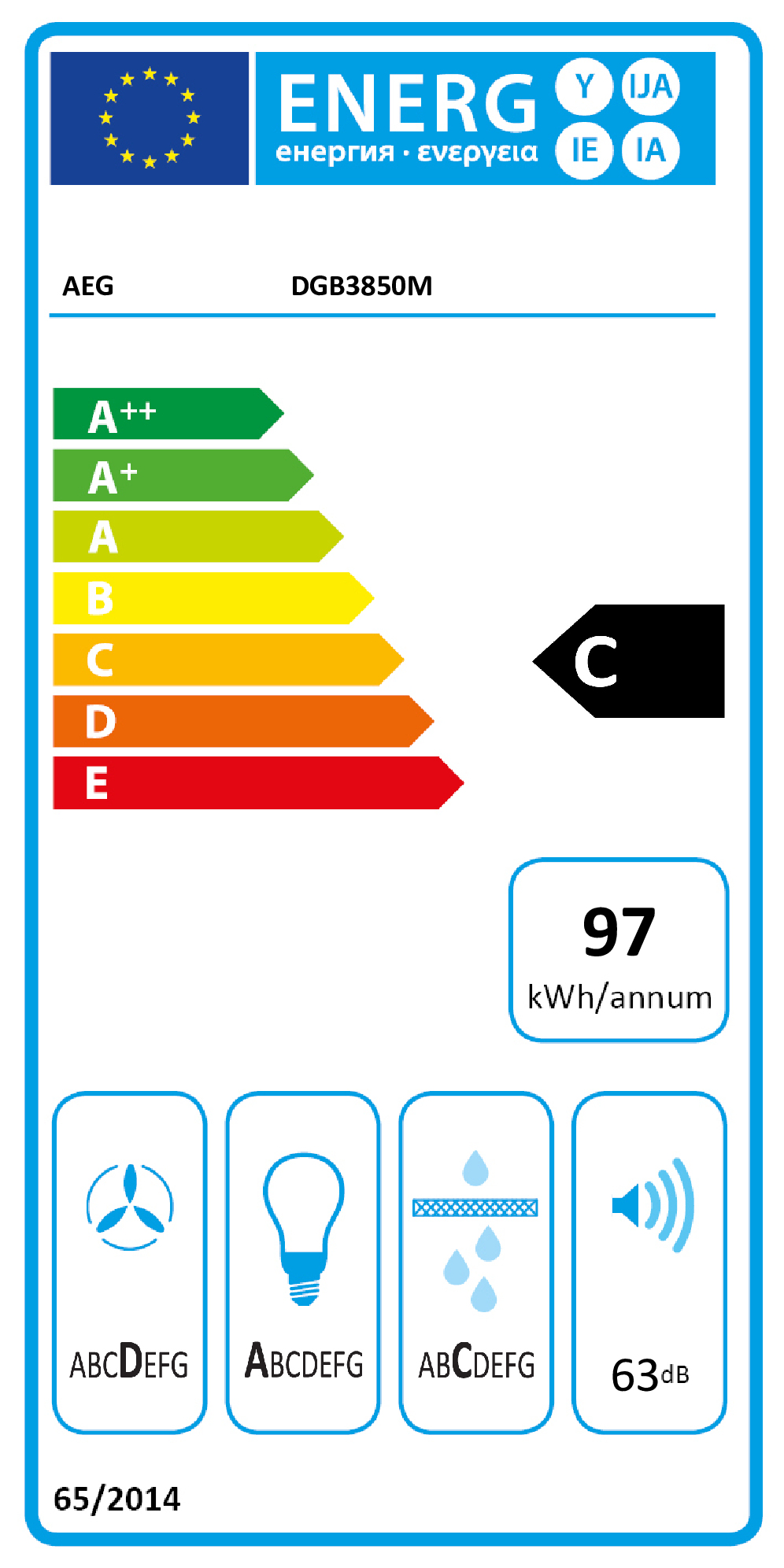 AEG DGB3850M Intégré Acier inoxydable 600 m³/h C