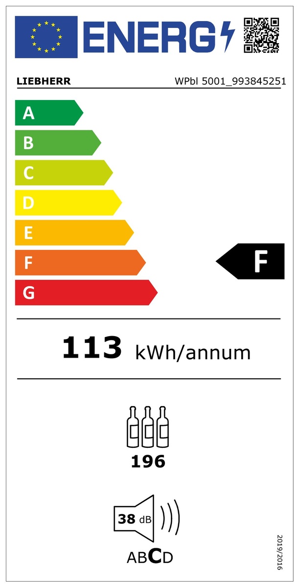 Liebherr WPbl 5001 Thermo-elektrische wijnkoeler Vrijstaand Zwart 196 fles(sen)