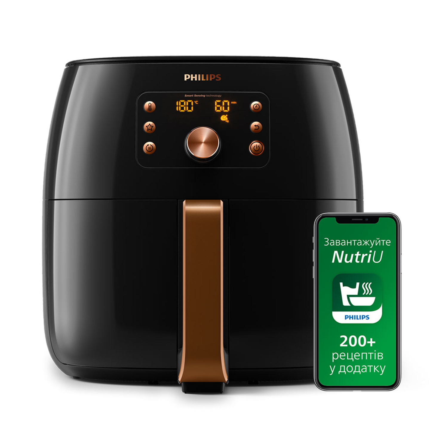 Philips Premium Smart Sensing XXL HD9867/90 Airfryer 7,3L, ajuste durée de cuisson, température