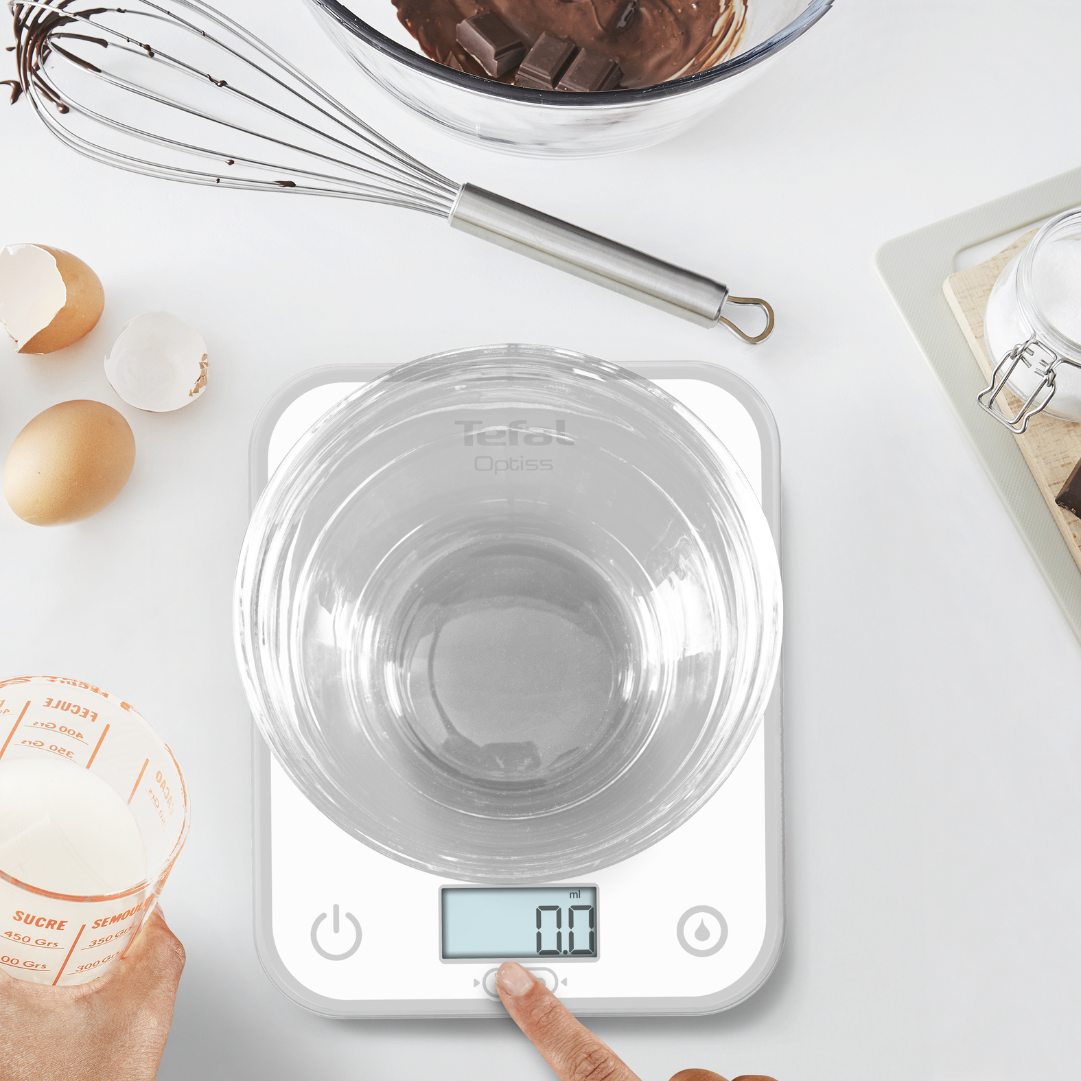 Tefal Optiss BC50U0V0 escabeaux de cuisine Blanc Comptoir Rectangle Balance de ménage électronique