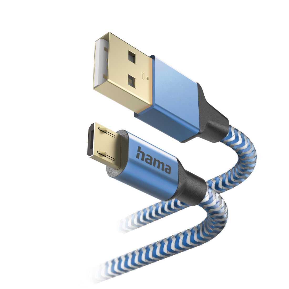 Hama Câble de charge Reflective, USB-A - micro-USB, 1,5 m, nylon, bleu