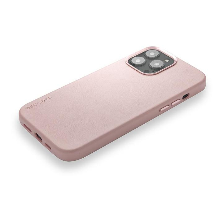 Decoded iPhone 13 Pro Max, leather case magsafe, powder pink