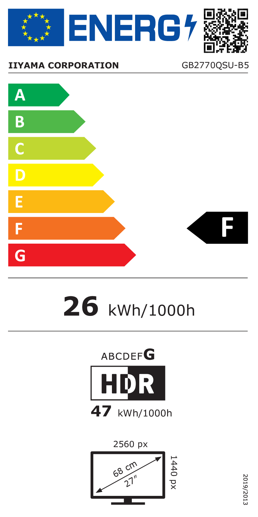 iiyama G-MASTER GB2770QSU-B5 écran plat de PC 68,6 cm (27") 2560 x 1440 pixels Wide Quad HD LED Noir