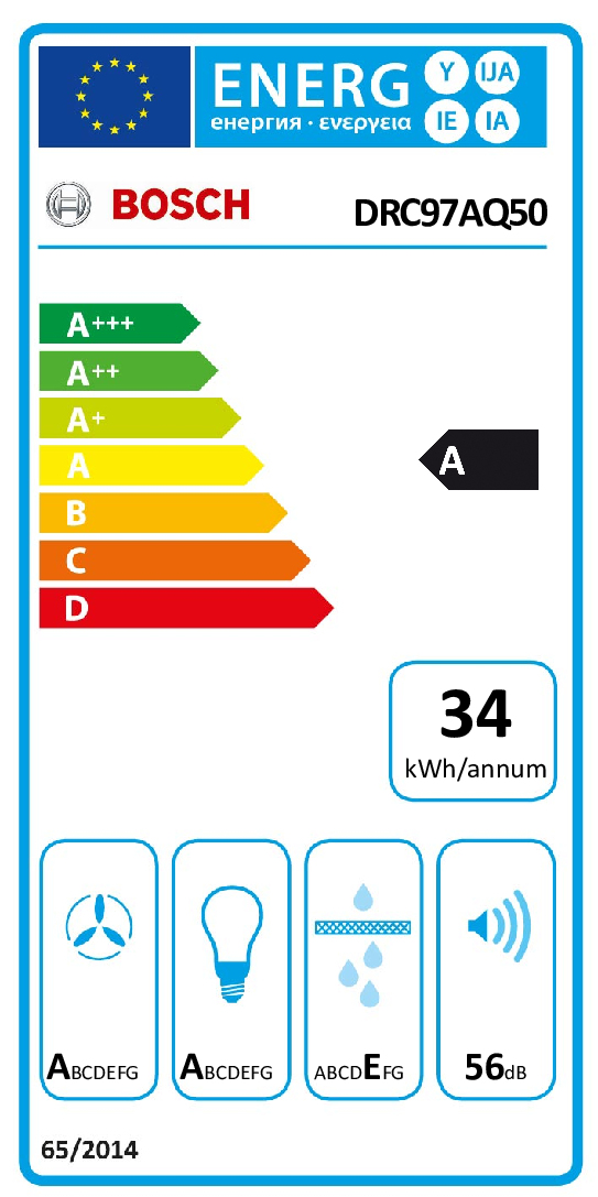 Bosch Serie 6 DRC97AQ50 hotte Intégré au plafond Acier inoxydable 760 m³/h A