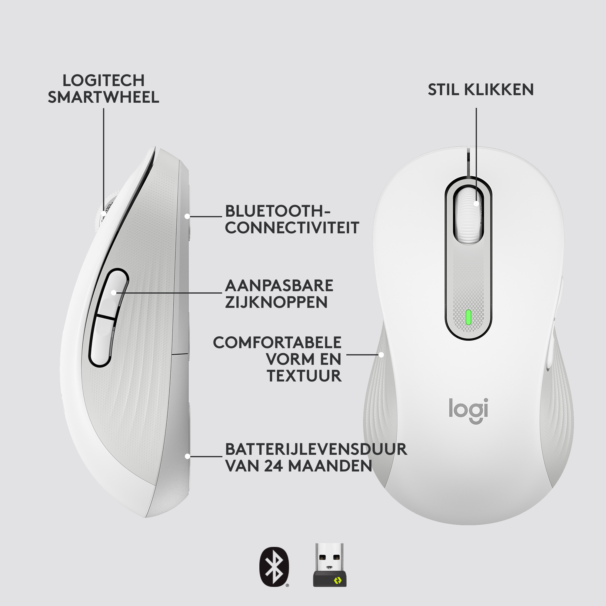 Draadloze Muis Logitech M650 LargeLinksh. Signature White