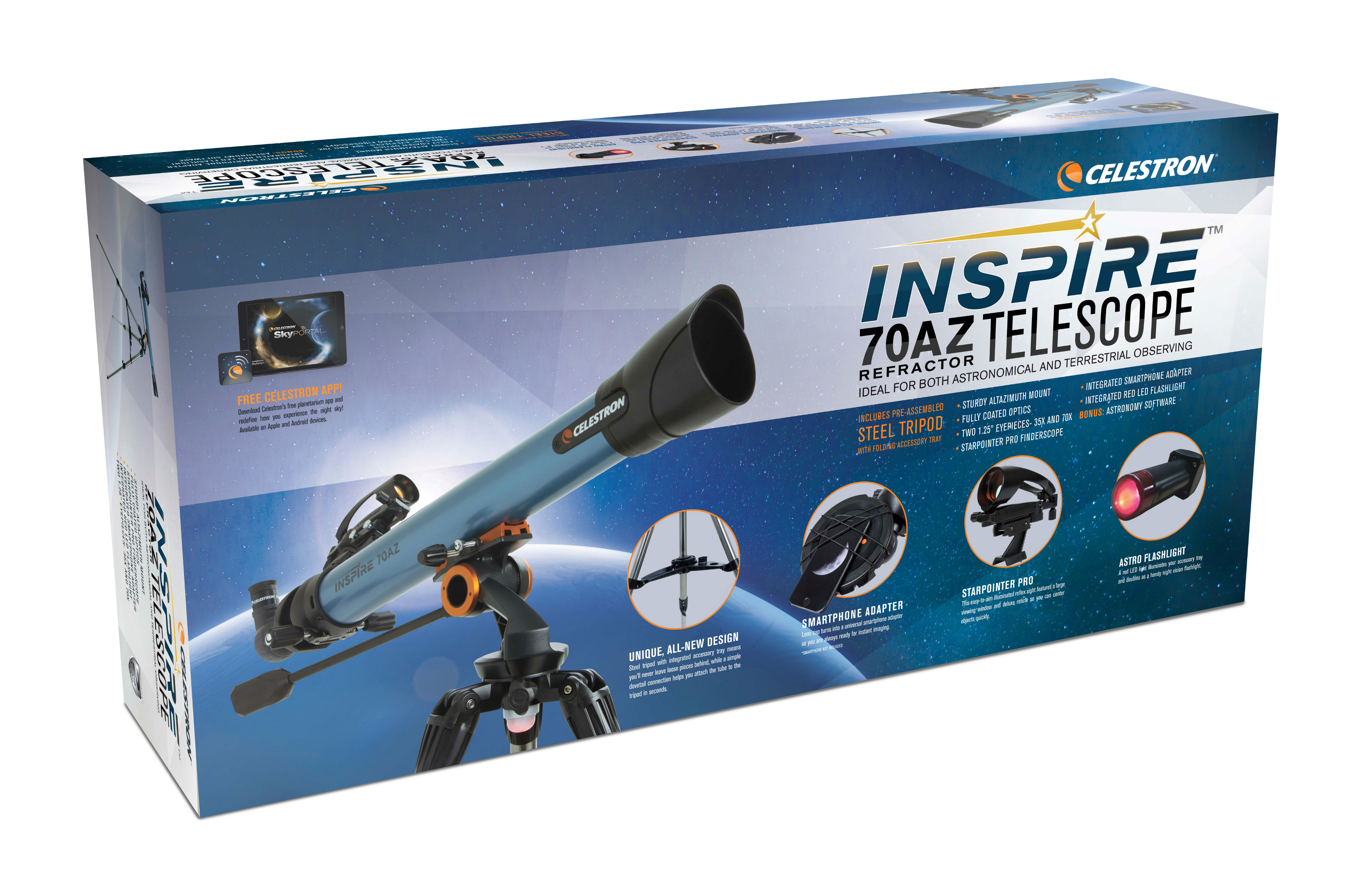 Celestron Inspire 70AZ Breker 35x Zwart, Blauw