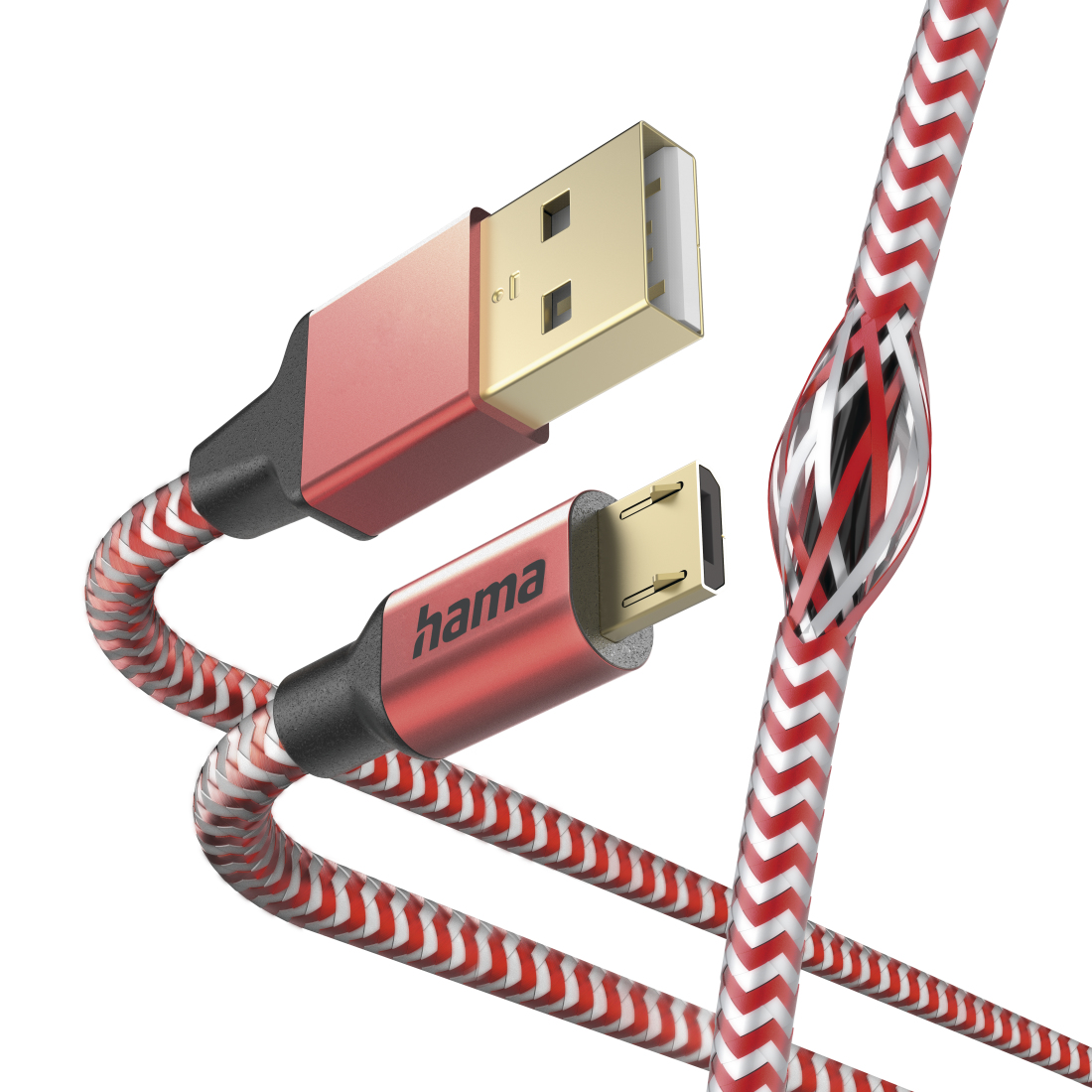 Kabel USB HAMA Reflective USB-A > Micro-USB 1.5m Rood