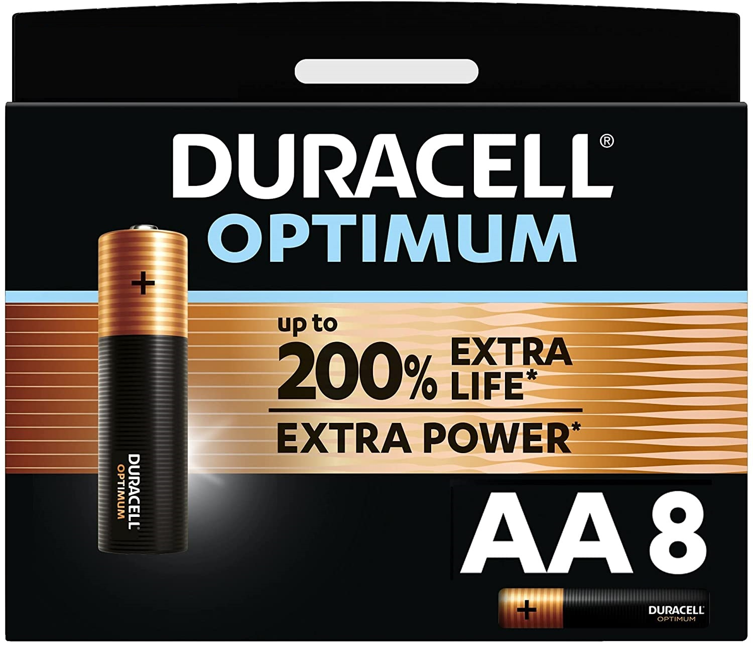 Duracell Batterie Alcaline Optimum AA, 8 pièces