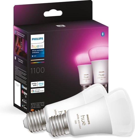 Lamp PHILIPS HUE White Color Ambiance E27 1100L 2pcs