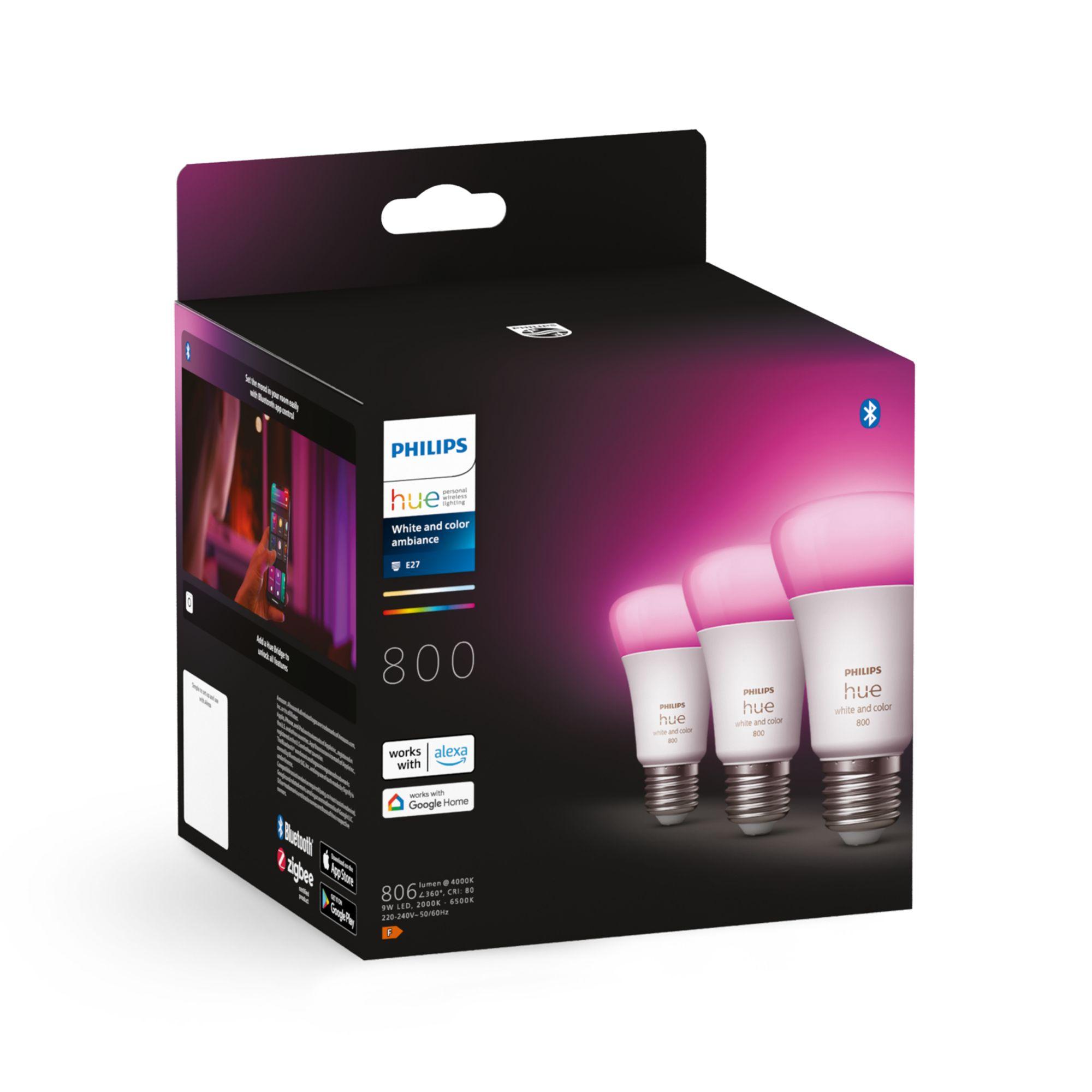 Lamp Philips Hue White Color Ambiance E27 800L 3-Pack