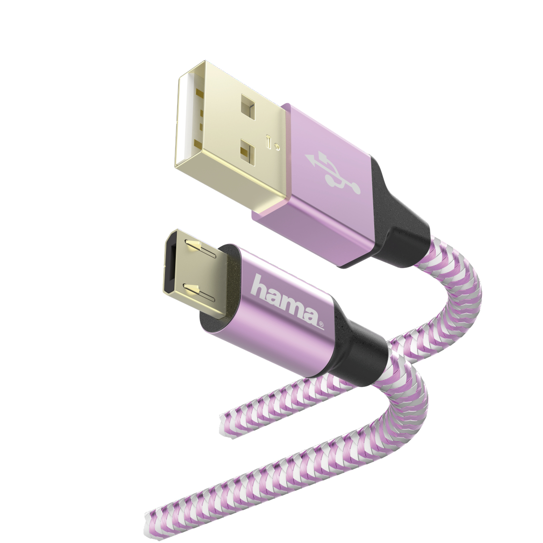 Kabel USB HAMA Reflective USB-A > Micro-USB 1.5m Lavender