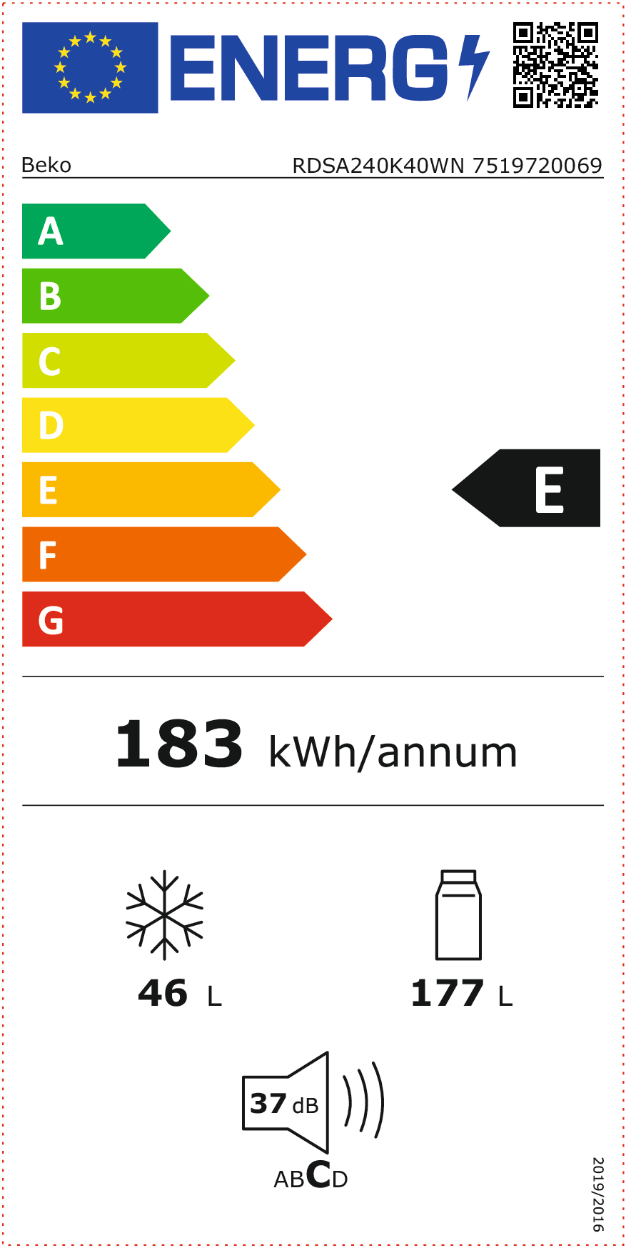 BEKO FRIGO CONGELATEUR TOP RDSA240K40WN