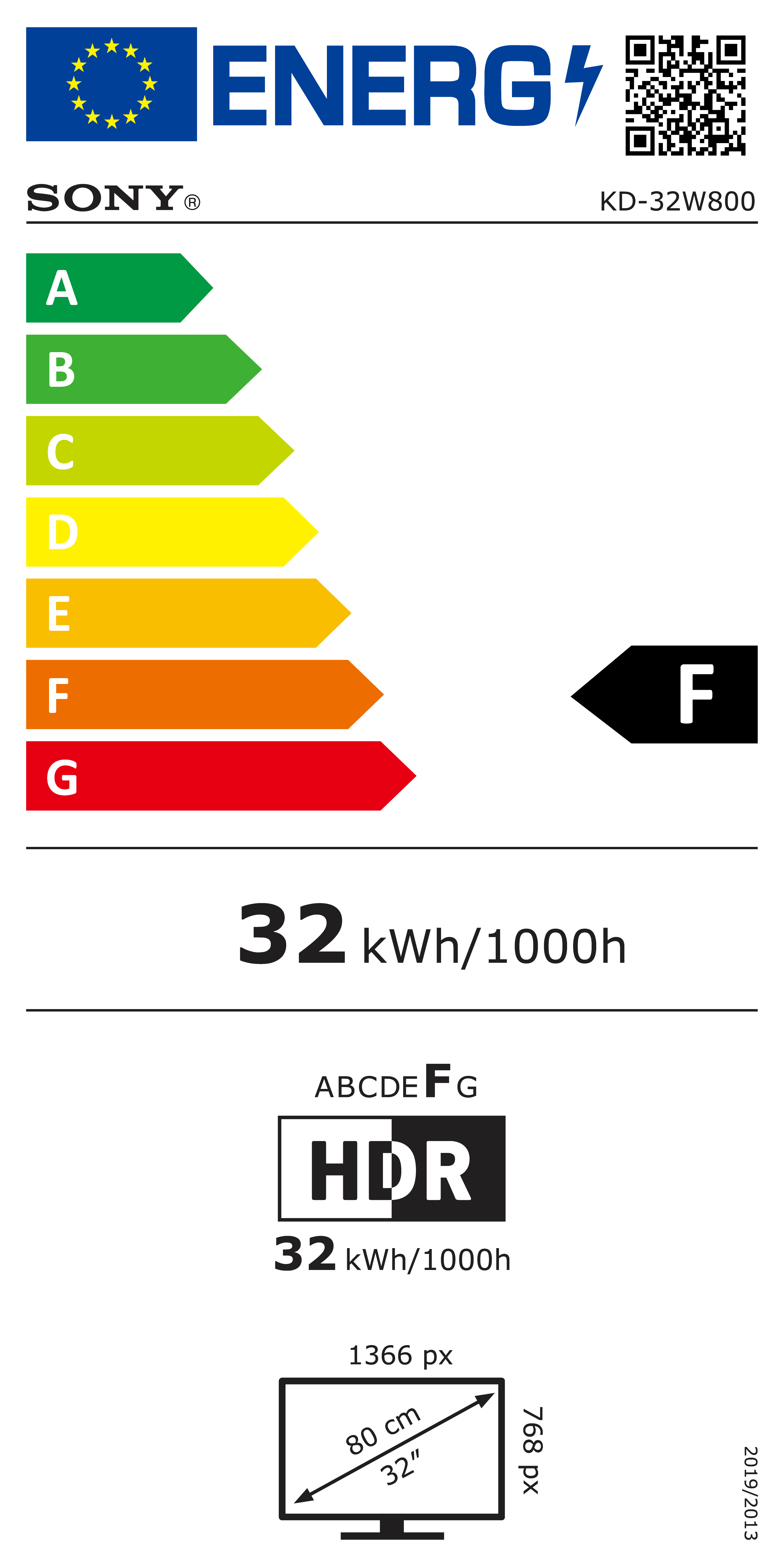 Sony KD32W804P1AEP SUPER-E 81,3 cm (32") HD Smart TV Wifi Zwart Oprolbaar scherm