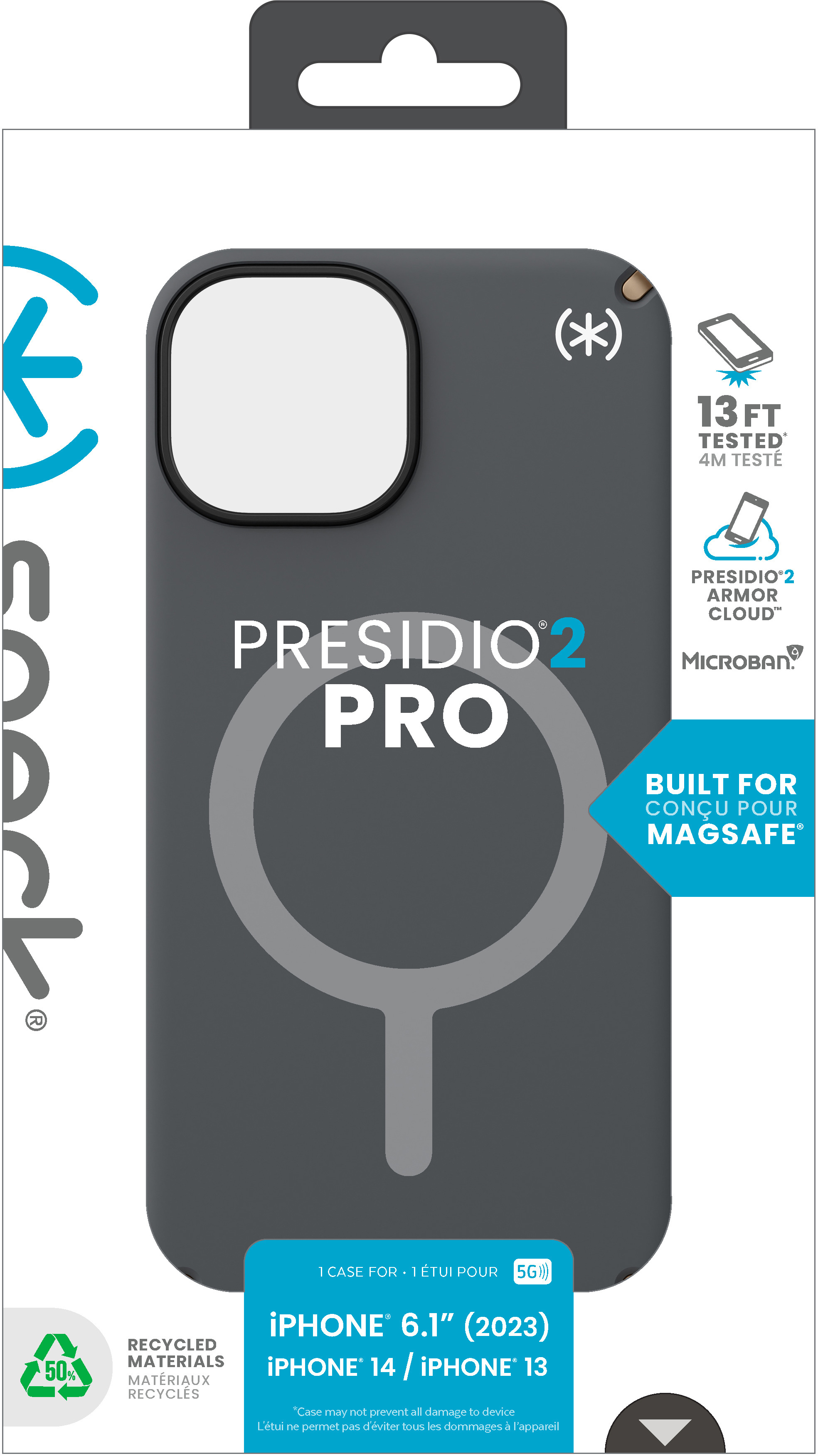 Speck Presidio2 Pro + MS Apple iPhone 15 Charcoal Grey -  with Microban