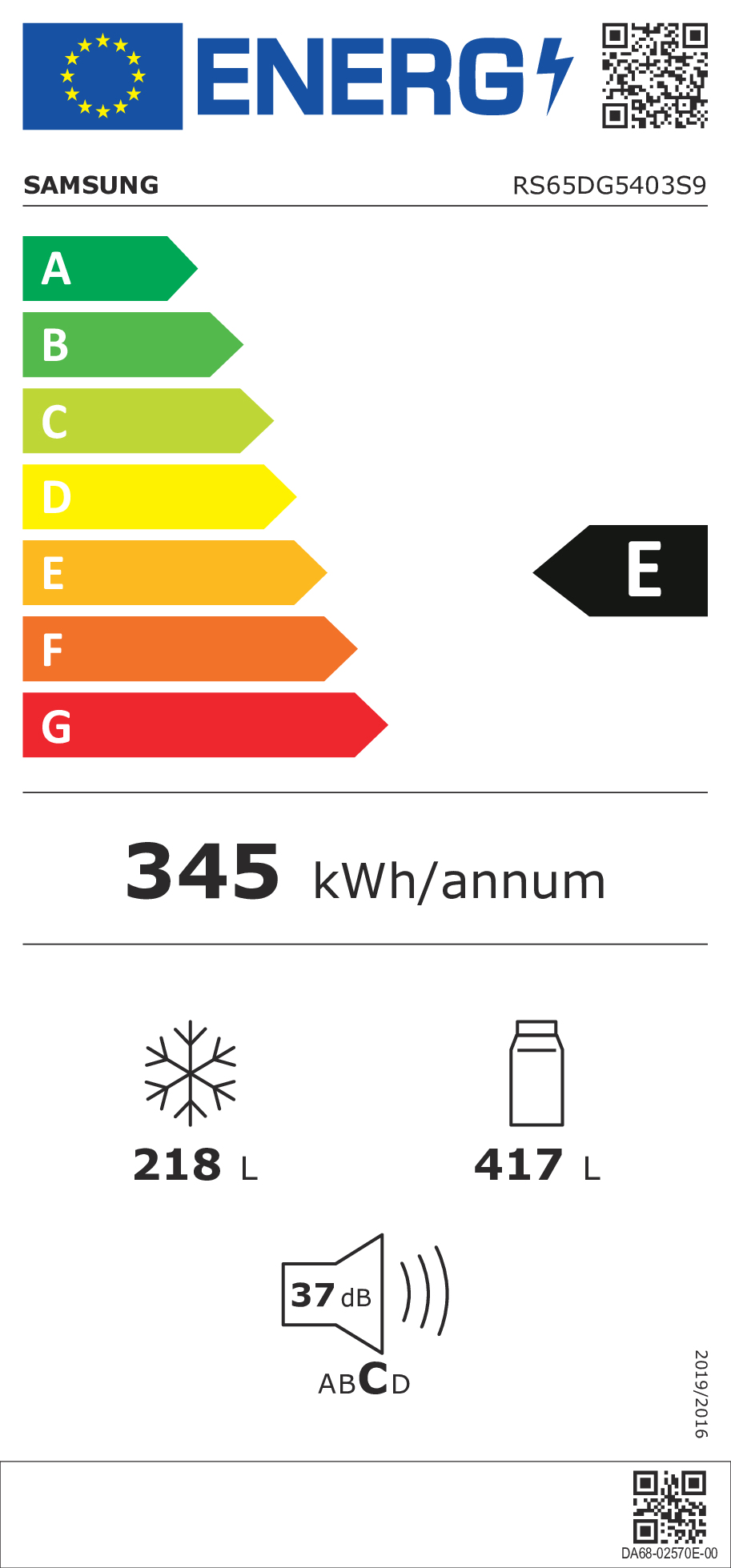 Samsung RS65DG5403S9 amerikaanse koelkast Vrijstaand 635 l E Roestvrijstaal