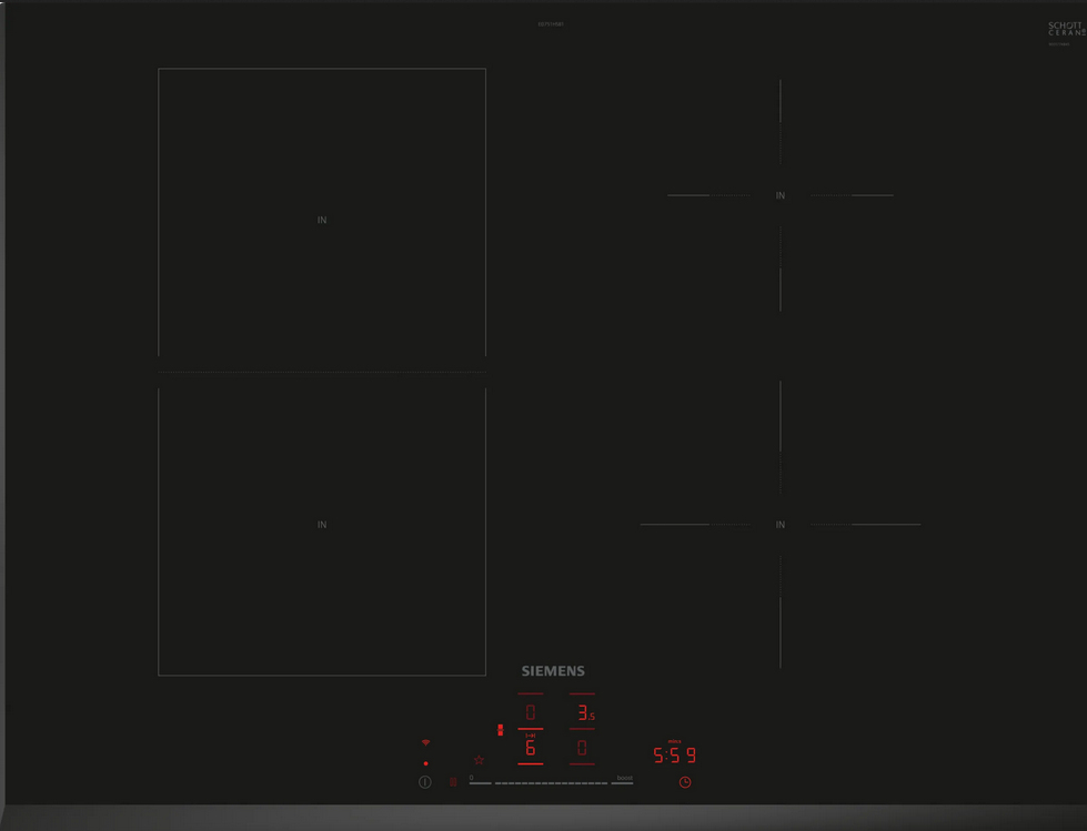 Siemens iQ500 ED751HSB1E kookplaat Zwart Ingebouwd 70 cm Inductiekookplaat zones 4 zone(s)
