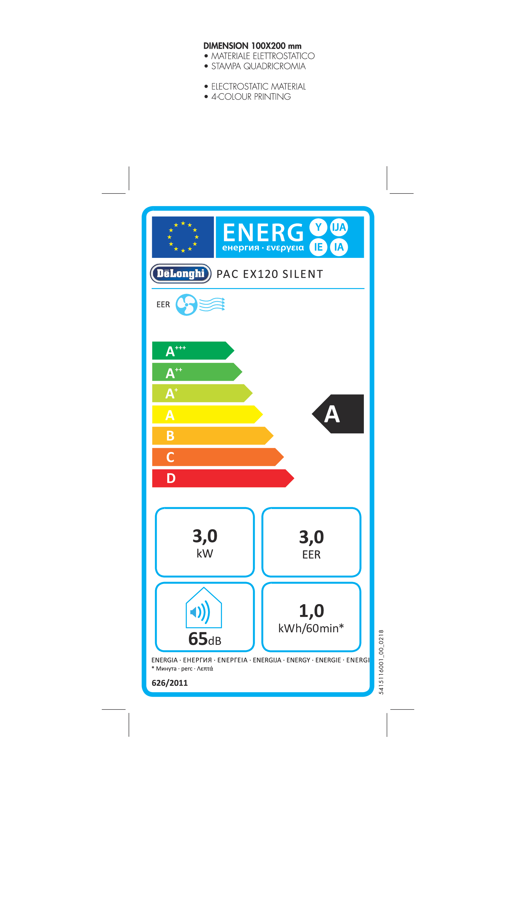 De’Longhi PAC EX120 SILENT Climatiseur portatif 64 dB Noir