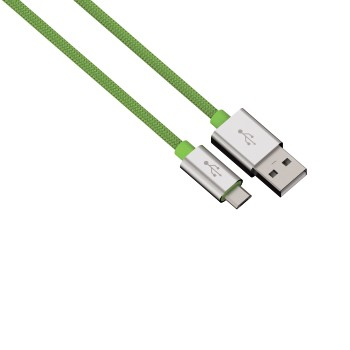 synchrokabel HAMA 80514 Alunylon microUSBUSB 1m groen