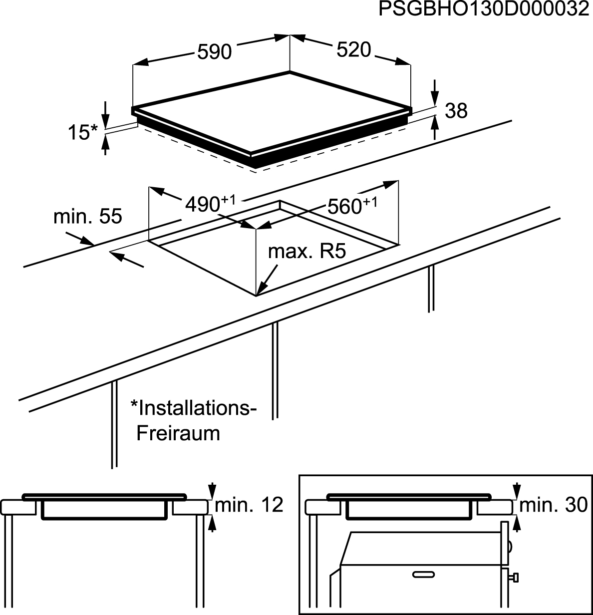 Vitrokeramische kookplaat AEG HK634030FB