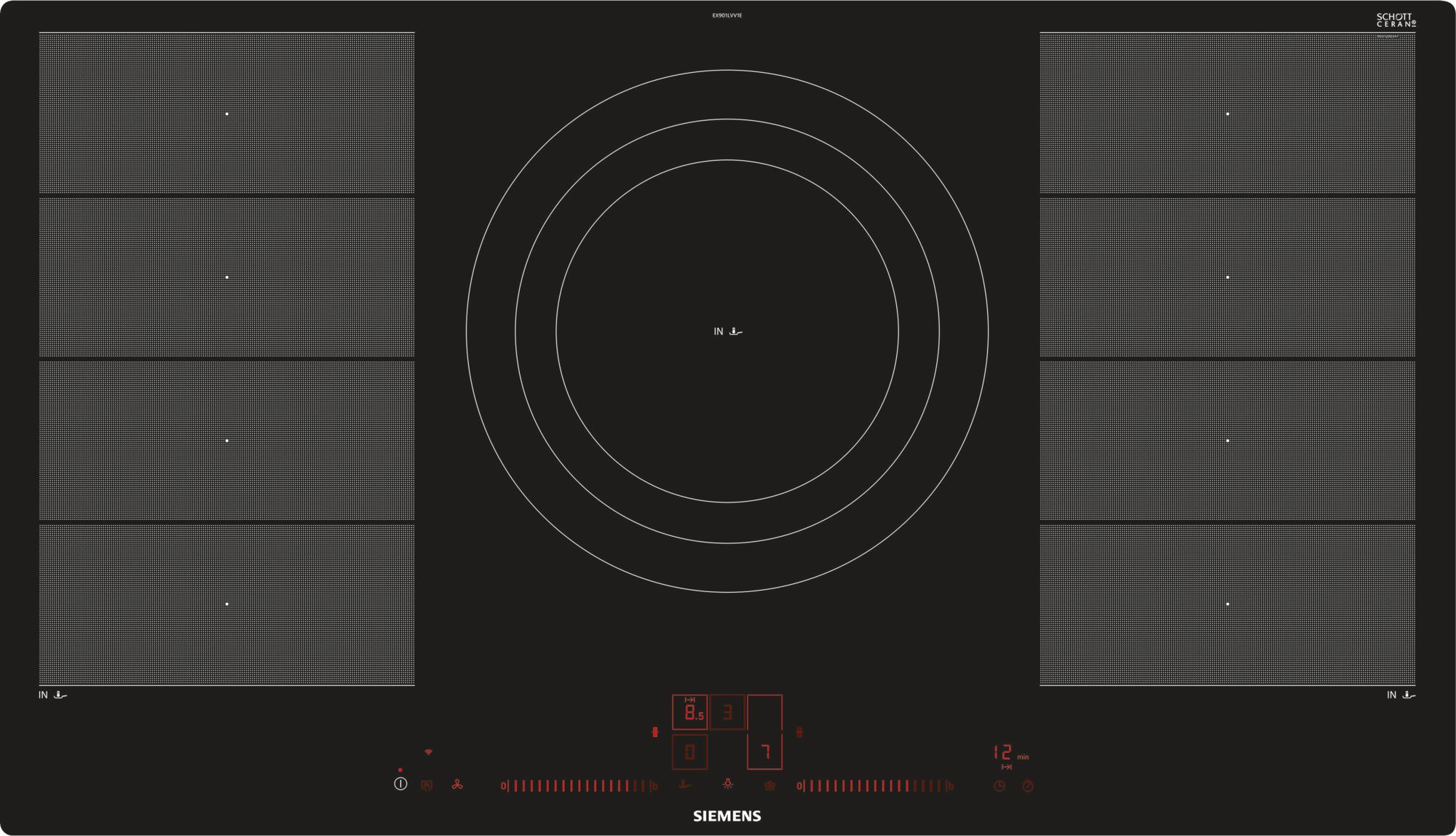 Siemens EX901LVV1E kookplaat Zwart Ingebouwd Inductiekookplaat zones 5 zone(s)