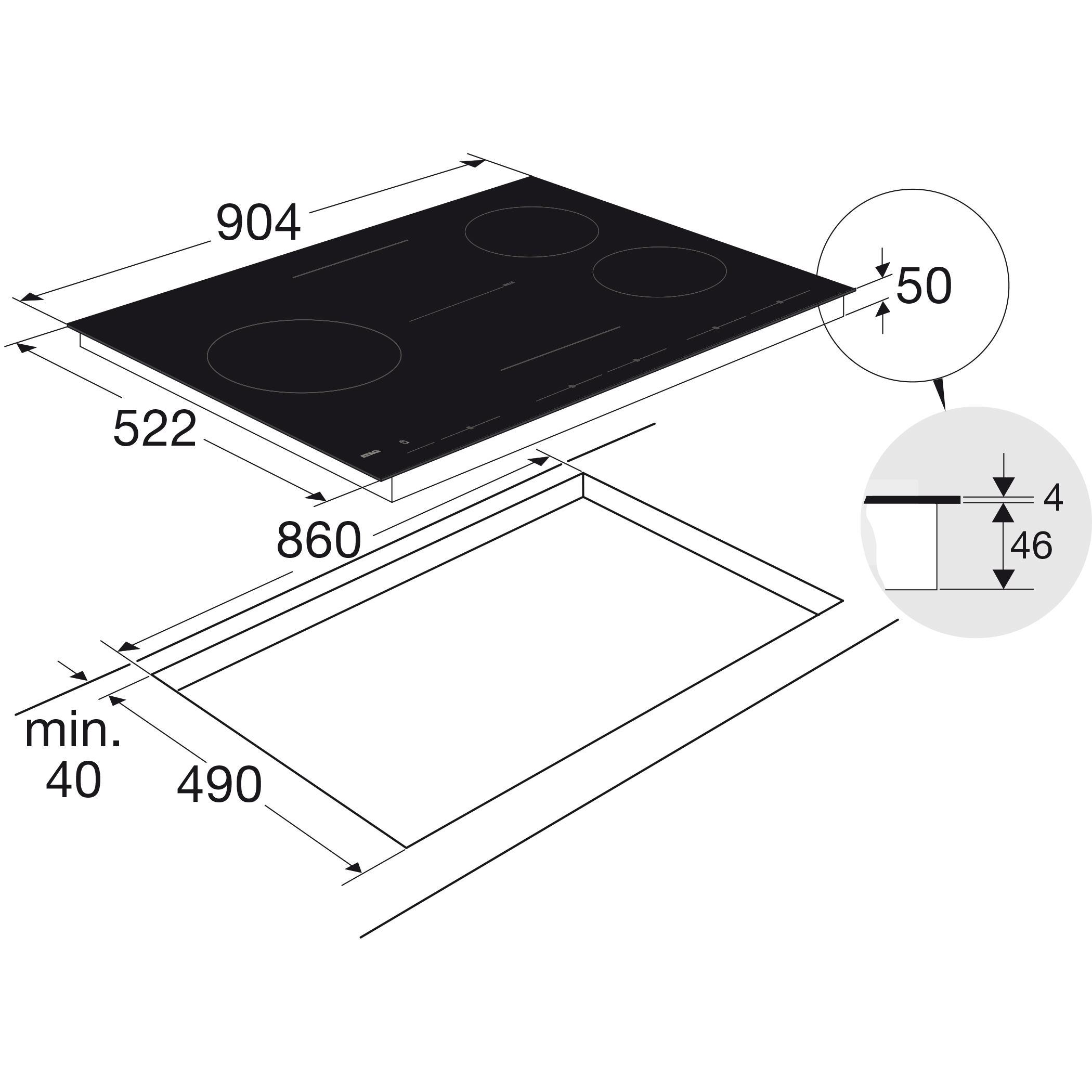 ATAG HI29571SV kookplaat Zwart Ingebouwd 60 cm Inductiekookplaat zones 5 zone(s)