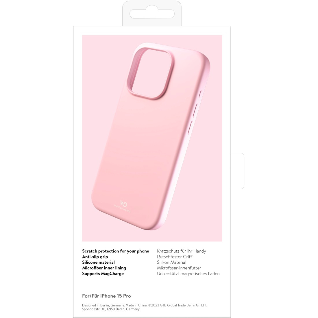 White Diamonds Mag Urban Case Cover voor Apple iPhone 15 Pro, Roze ,