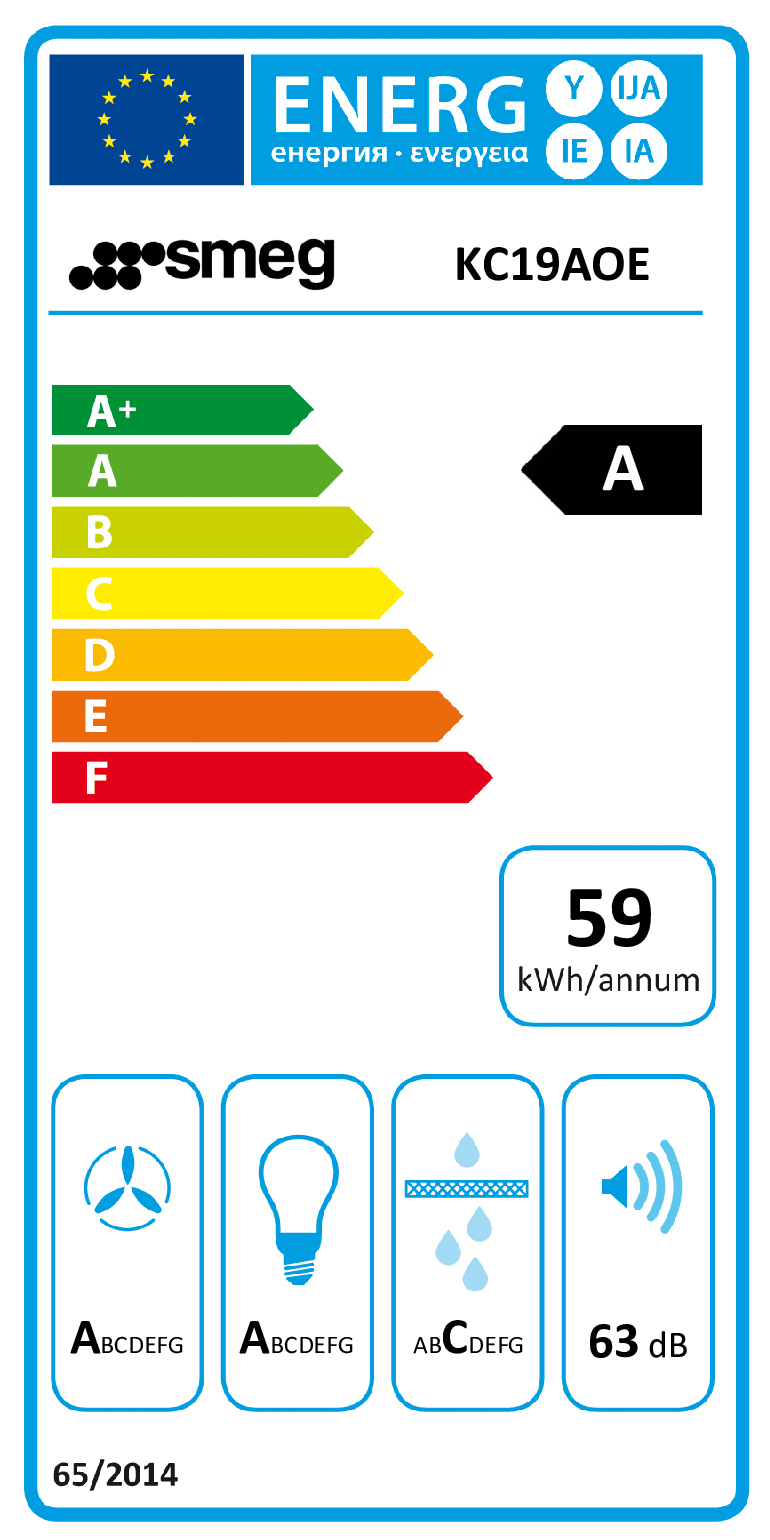 Smeg KC19AOE afzuigkap Muurmontage Antraciet 788 m³/uur A