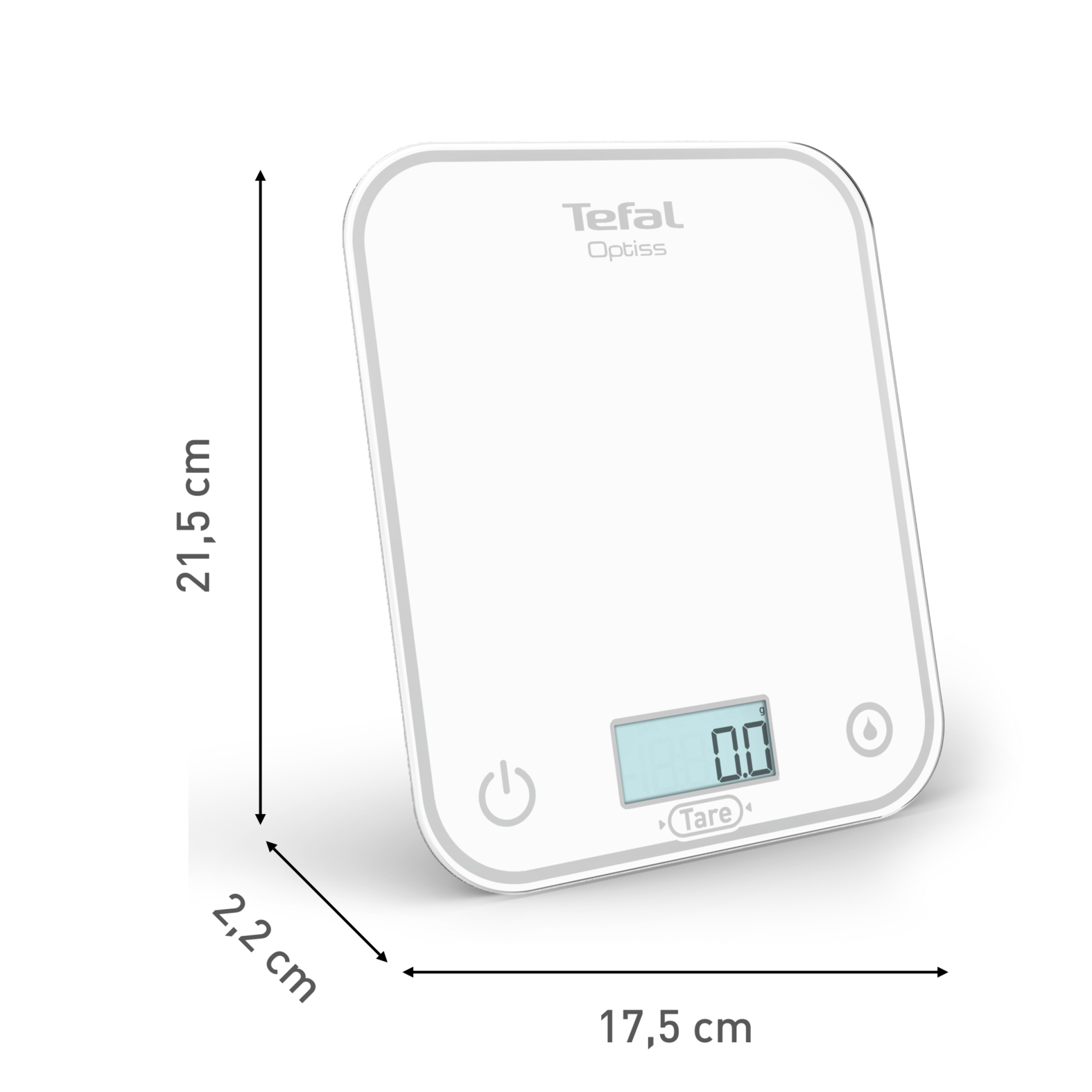 Tefal Optiss BC50U0V0 escabeaux de cuisine Blanc Comptoir Rectangle Balance de ménage électronique